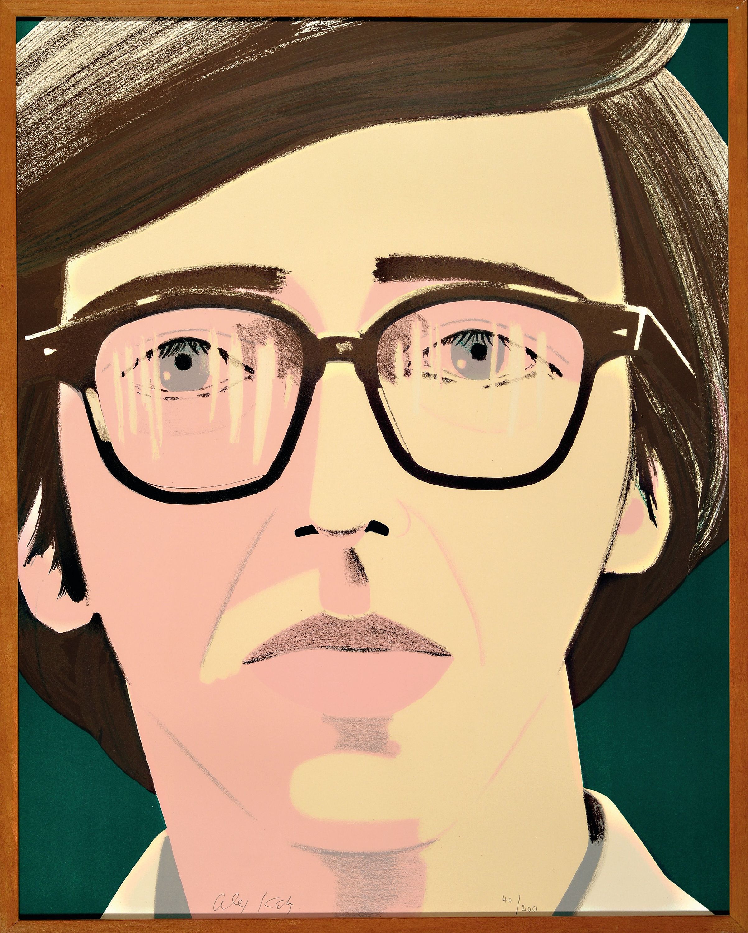 Detail k: Alex Katz, geb. 1927, "Portrait of a Poet: Kenneth Koch", Farblithographie auf Arches, 1970, Ed. 40/200, handsigniert, Blatt 70x56 cm, ...