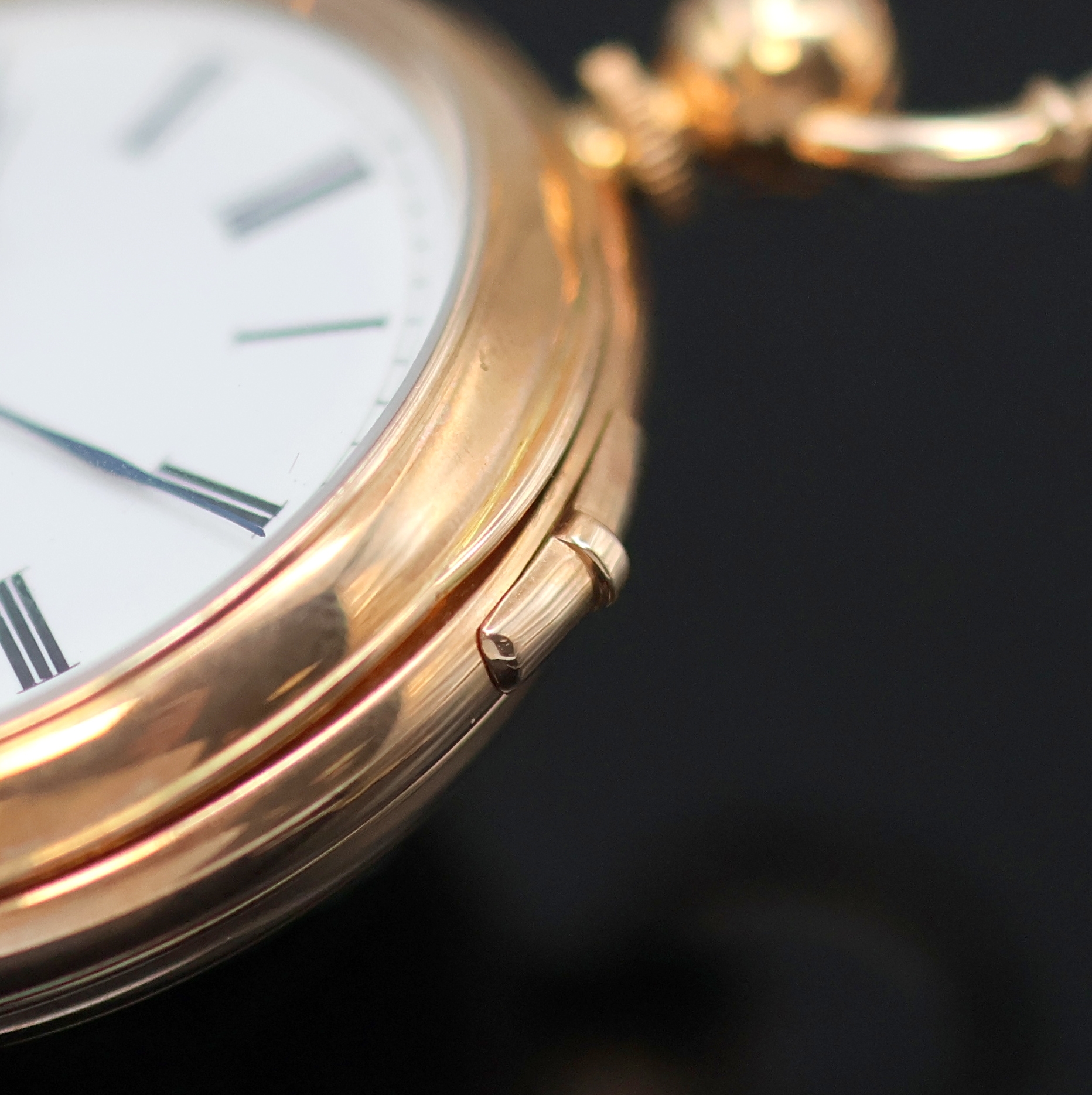 Detail f: Herrentaschenuhr mit springender Sekunde und Minutenrepetition in RG 585/000, Werk Schweiz um 1850, Schlüsselaufzug, späteres, schweres, glattes ...