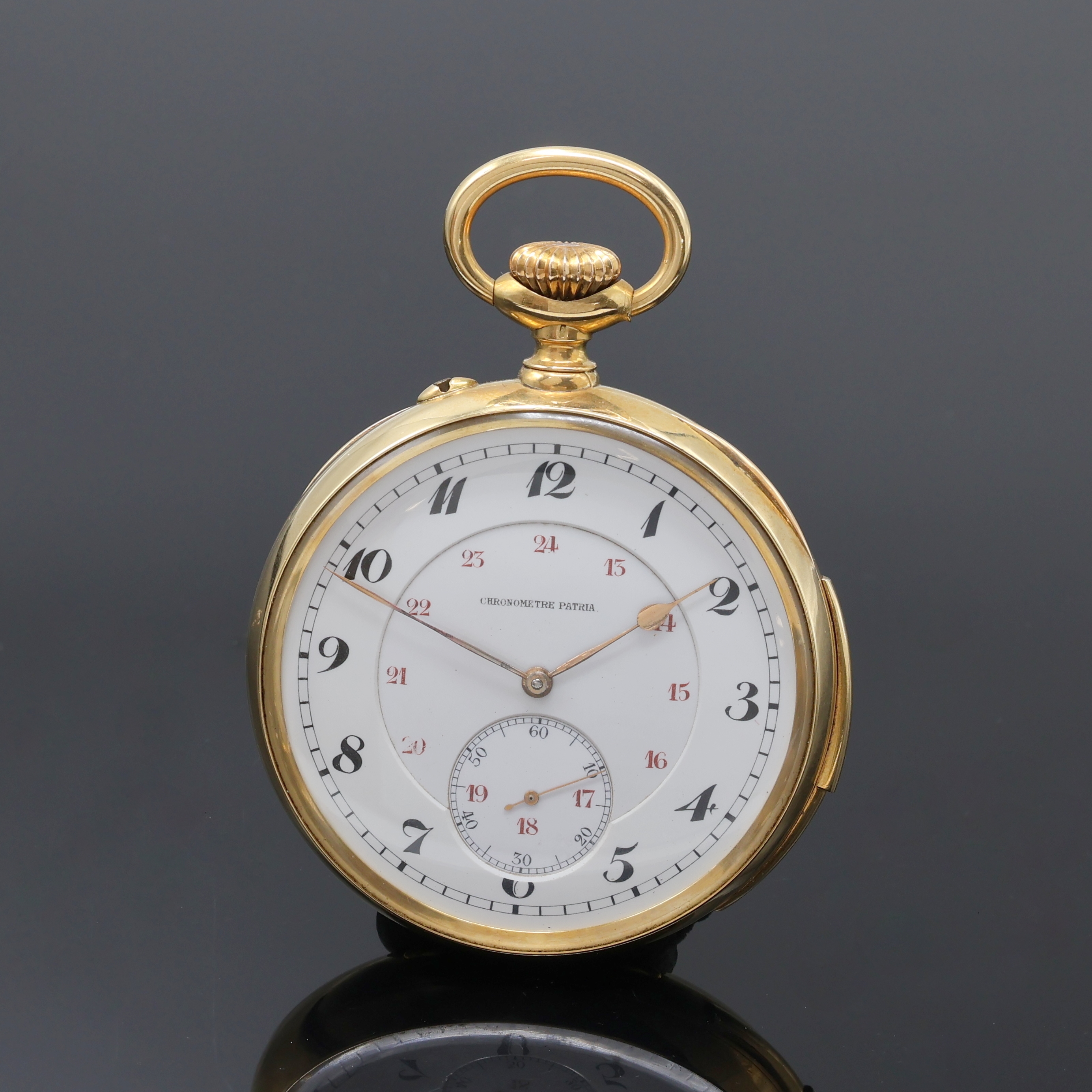 Image 27053058 - CHRONOMETRE PATRIA offene Herrentaschenuhr mit Minutenrepetition in GG 750/000, Schweiz ...