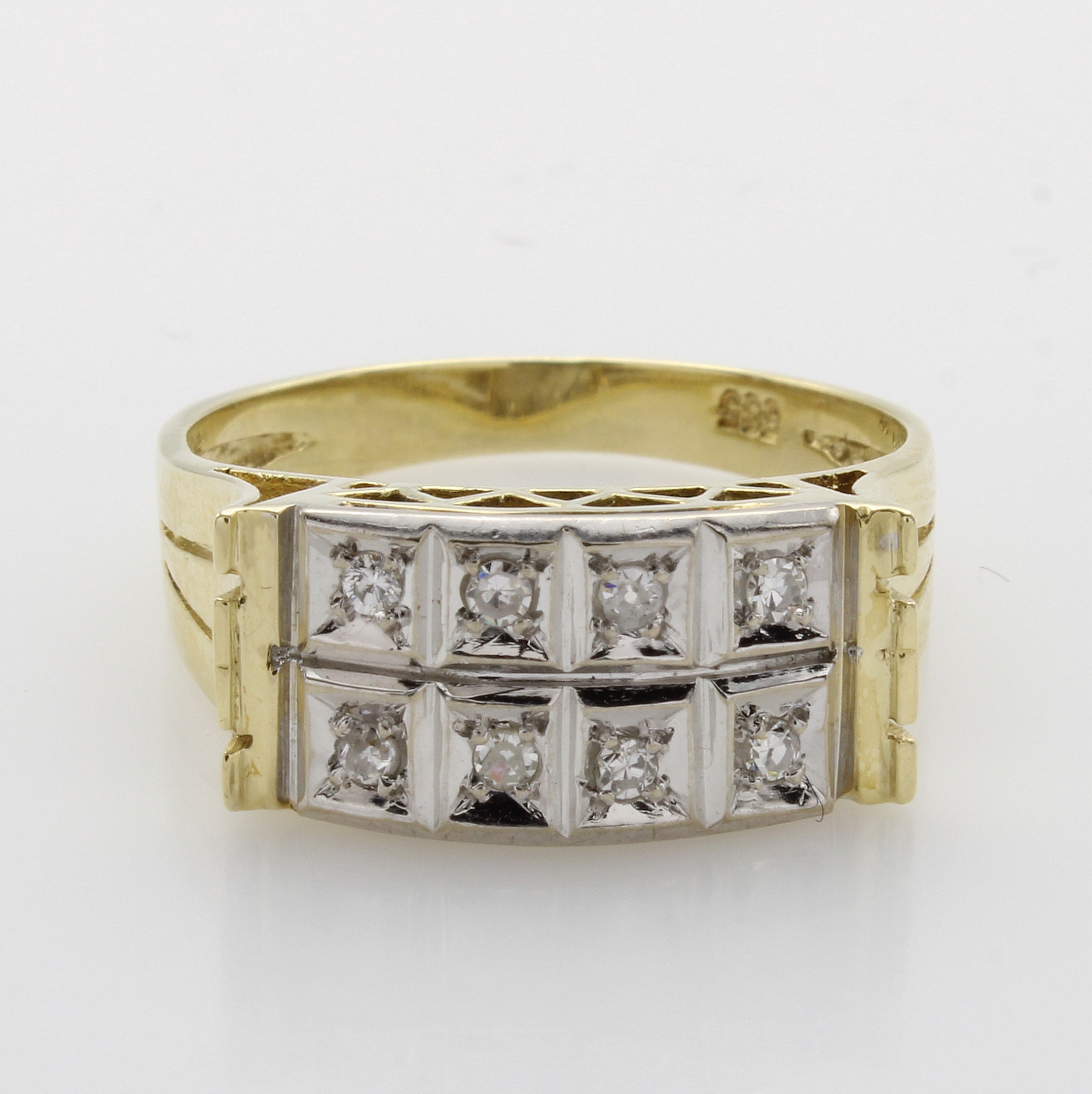 Image 27053073 - Ring mit Diamanten, GG/WG 585/000, 8 Diam. in carréef. Fassungen zus. ca. 0.16 ct ...