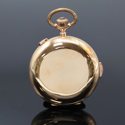 27053045a - 18k pink gold hunting cased pocket watch with complete calendar, chronograph and 1/4 ...