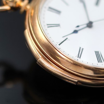 27053050g - Herrentaschenuhr mit springender Sekunde und Minutenrepetition in RG 585/000, Werk ...