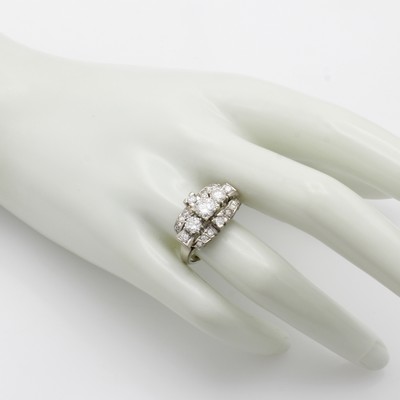 27053067c - Ring mit Brillanten, WG 585/000, 19 Brill. in 3 Reihen gef. zus. ca. 1.24 ct feines ...