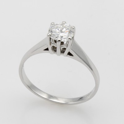 27053068b - Ring mit Brillantsolitär, WG 585/000, Brill. in Krappenfassung ca. 1 ct feines ...