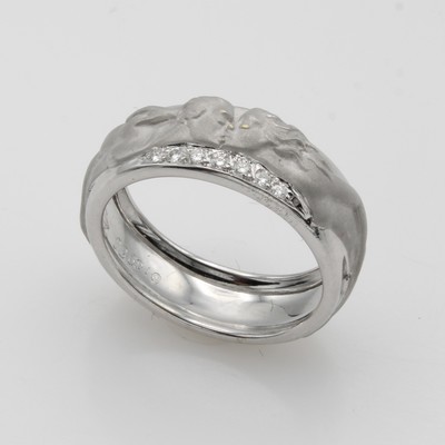 27053086a - Ring ´Liebespaar´ mit Brillanten, WG 750/000, Brill. zus. ca. 0.12 ct feines Weiß/vs, ...