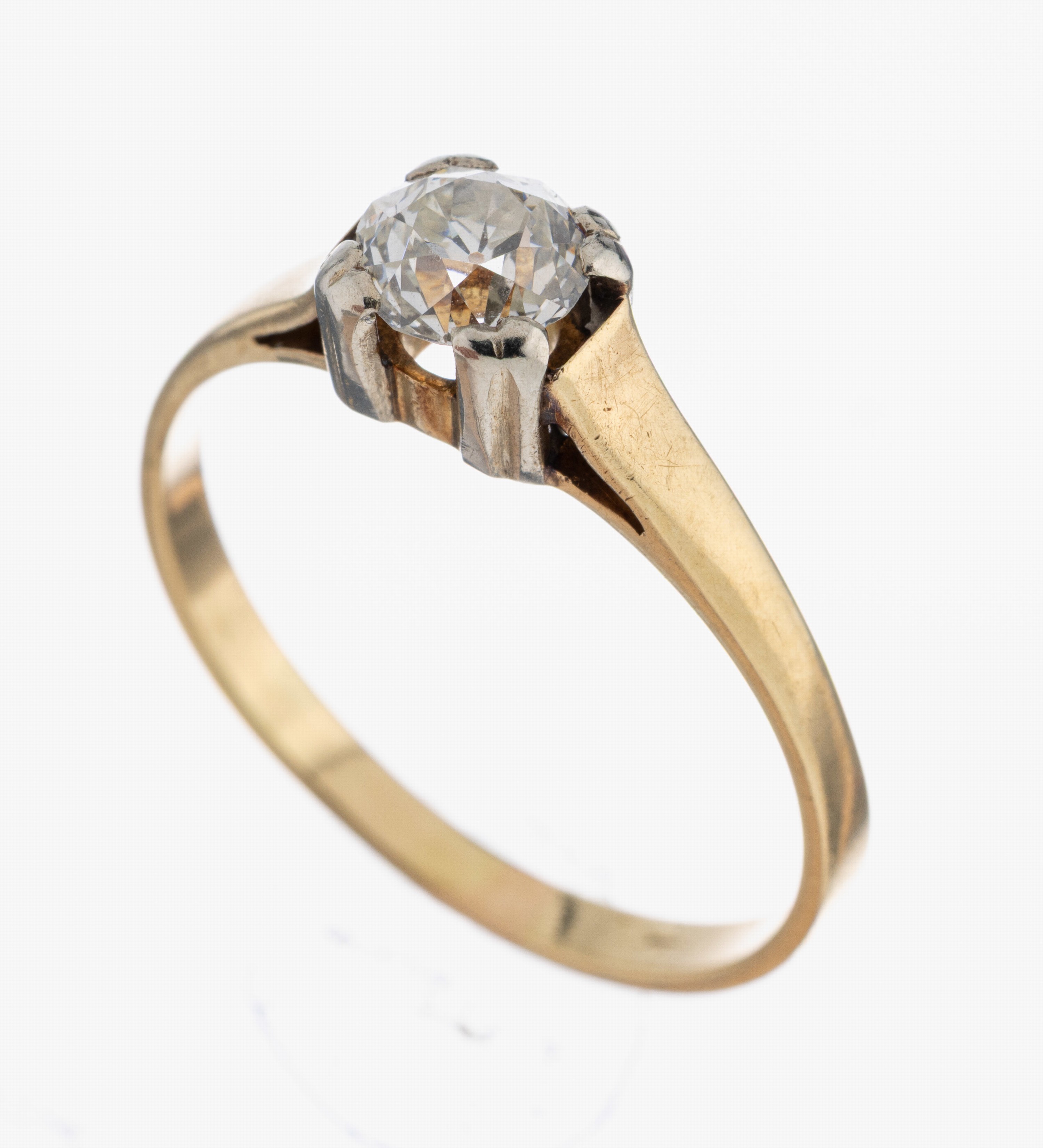 Image 27053109 - 14 kt Gold Diamant-Ring, GG/WG 585/000 gepr., in WG gefasster Altschliffdiamant ca. ...