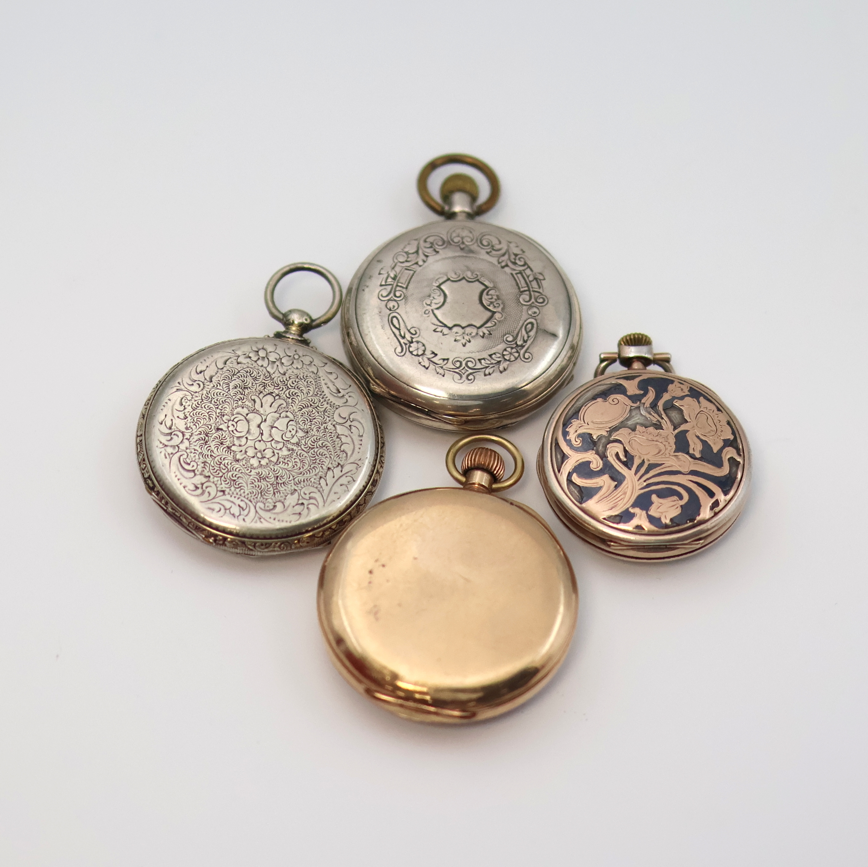 Detail a: LONGINES/CUERVO Y SOBRINOS und 3 weitere offene Taschenuhren, um 1840 - 1920, 3 x im Silbergeh., 1 x verg., Emailzifferbl. teilw. besch., gebl. ...