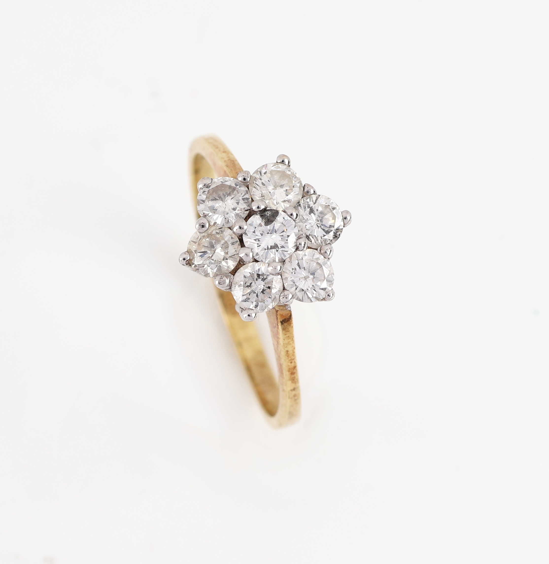 Detail a: 14 kt Gold Brillant-Ring, GG/WG 585/000, 7 in WG gefasste Brillanten zus. ca. 1.0 ct feines Weiß-Weiß/p, RW 57, ca. 2.7 g, passend zu Kat.-Nr. ...