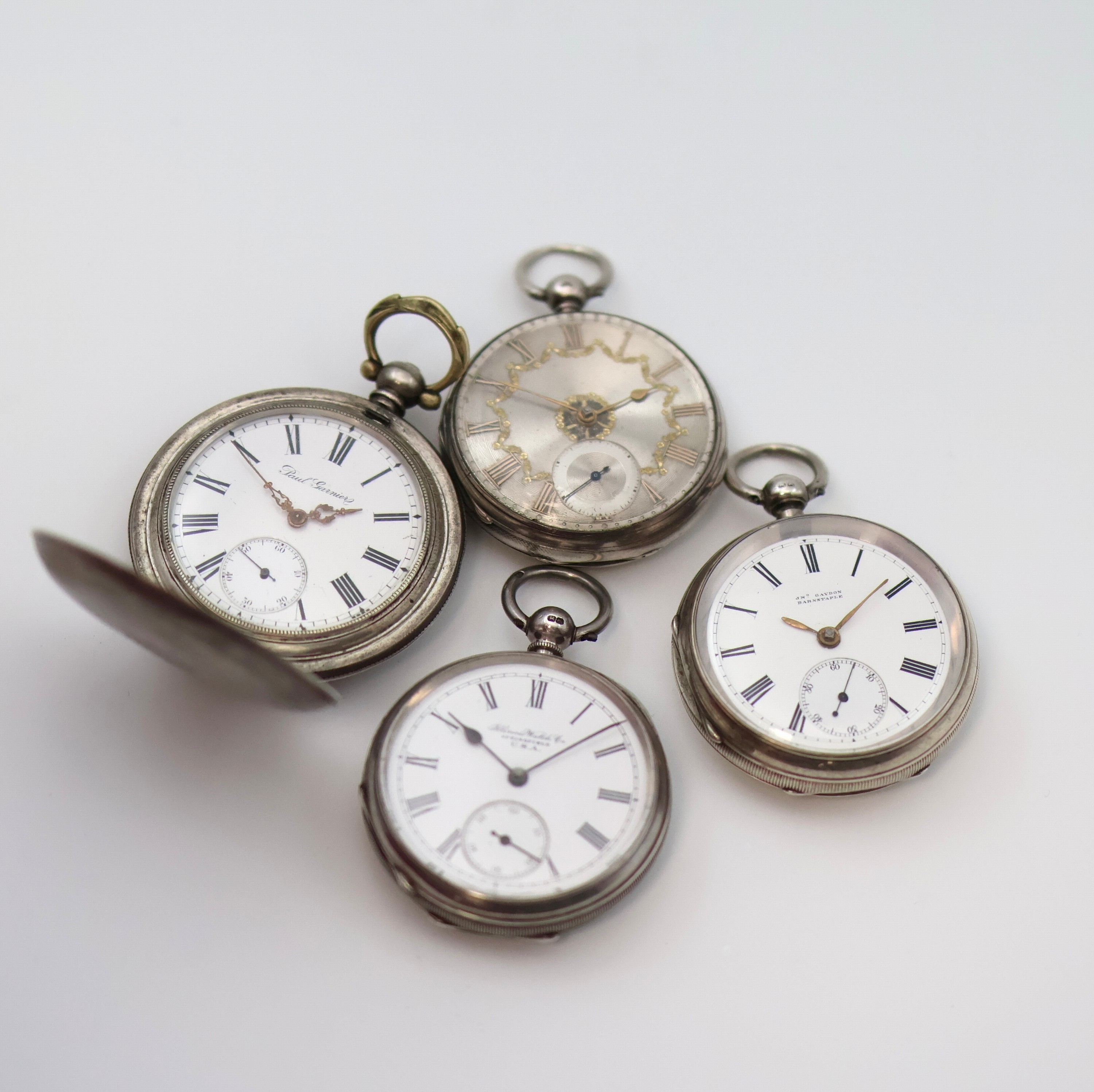 Image 27053192 - 3 offene, englische Sterlingsilber Schlüssel- Taschenuhren und eine weitere Savonette in ...