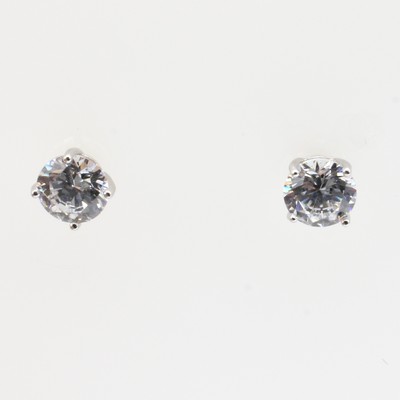 Image Paar Ohrstecker mit Zirkonias, 925er Silber,runde Zirkonias