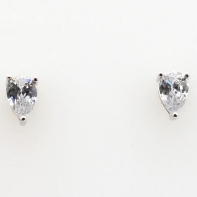 Image Paar Ohrstecker mit Zirkonias, 925er Silber , tropfenf. Zirkonias