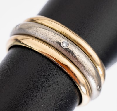 Image 18 kt Gold Brillant-Ring, GG/WG 750/000, mittlere Ringschiene WG sat., drehbar, 6 ...