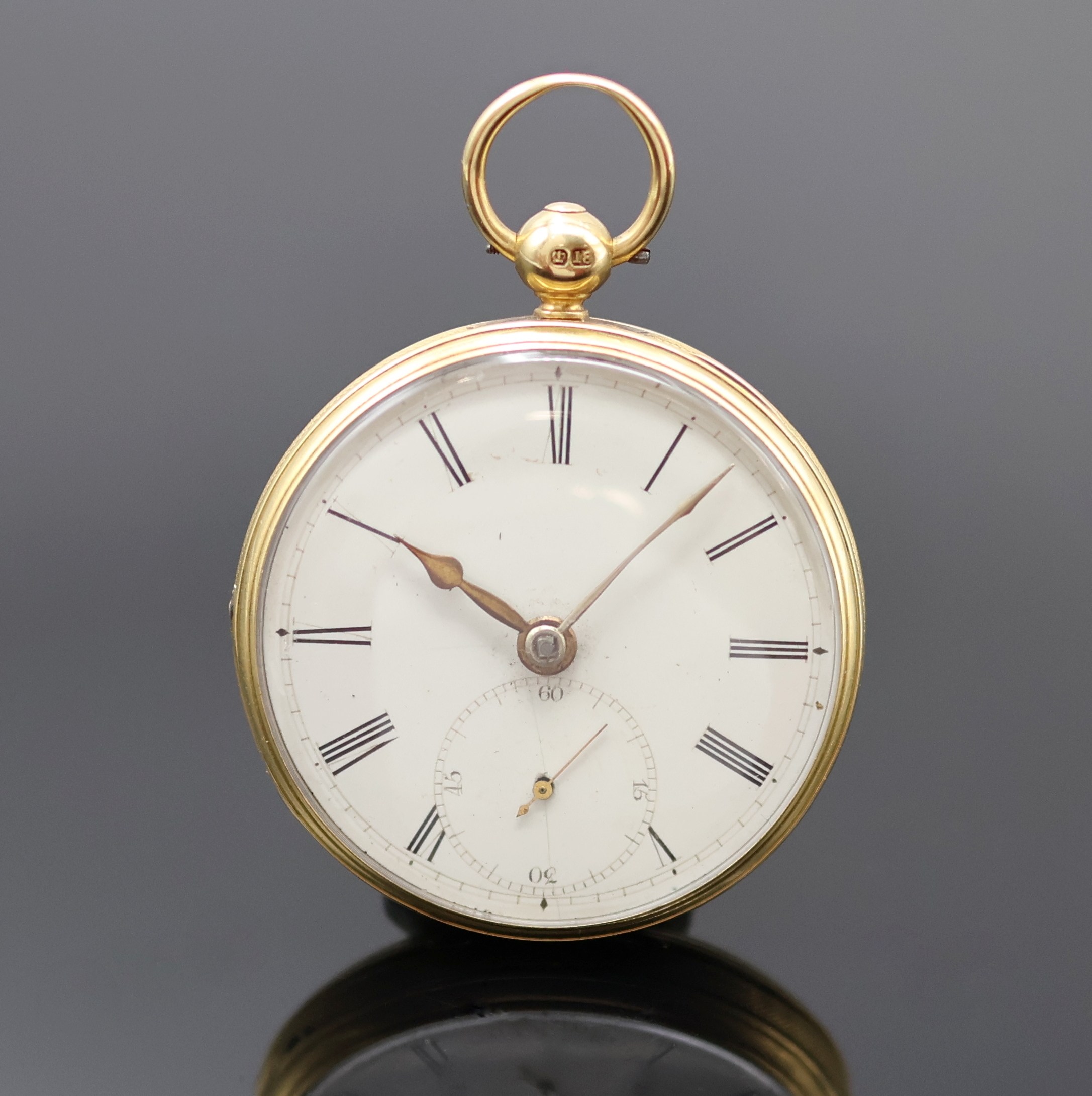 Image 27053248 - Offene GG 750/000 Spitzzahnanker- Herrentaschenuhr Nr. 4716, Hallmark London 1837, ...