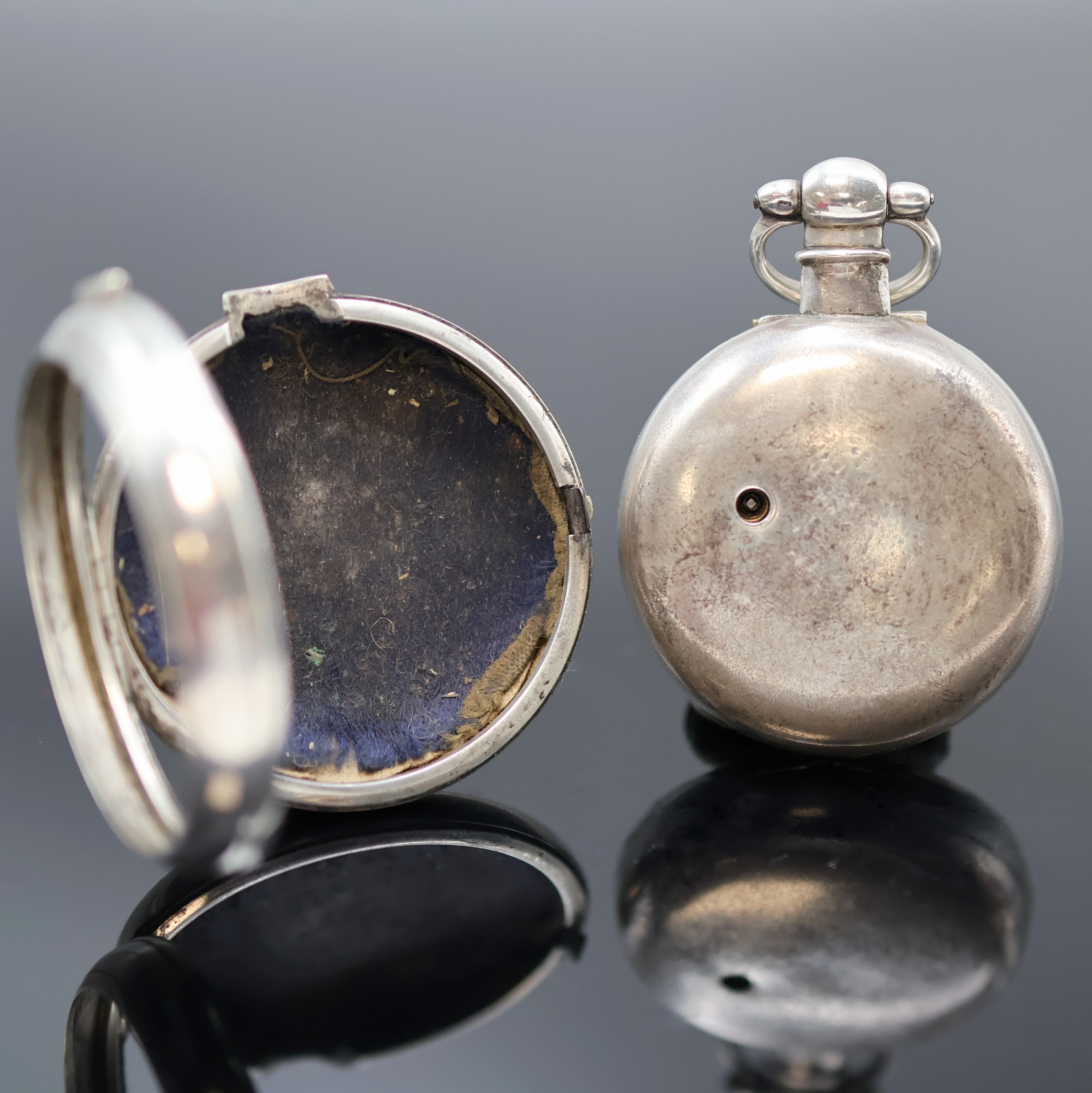 Detail a: BEESLEY Liverpool schwere Ankertaschenuhr im Sterlingsilber Doppelgehäuse, Hallmark London 1840, glatte Geh., Emailzifferbl. riss., kl. Sek. bei 6, ...