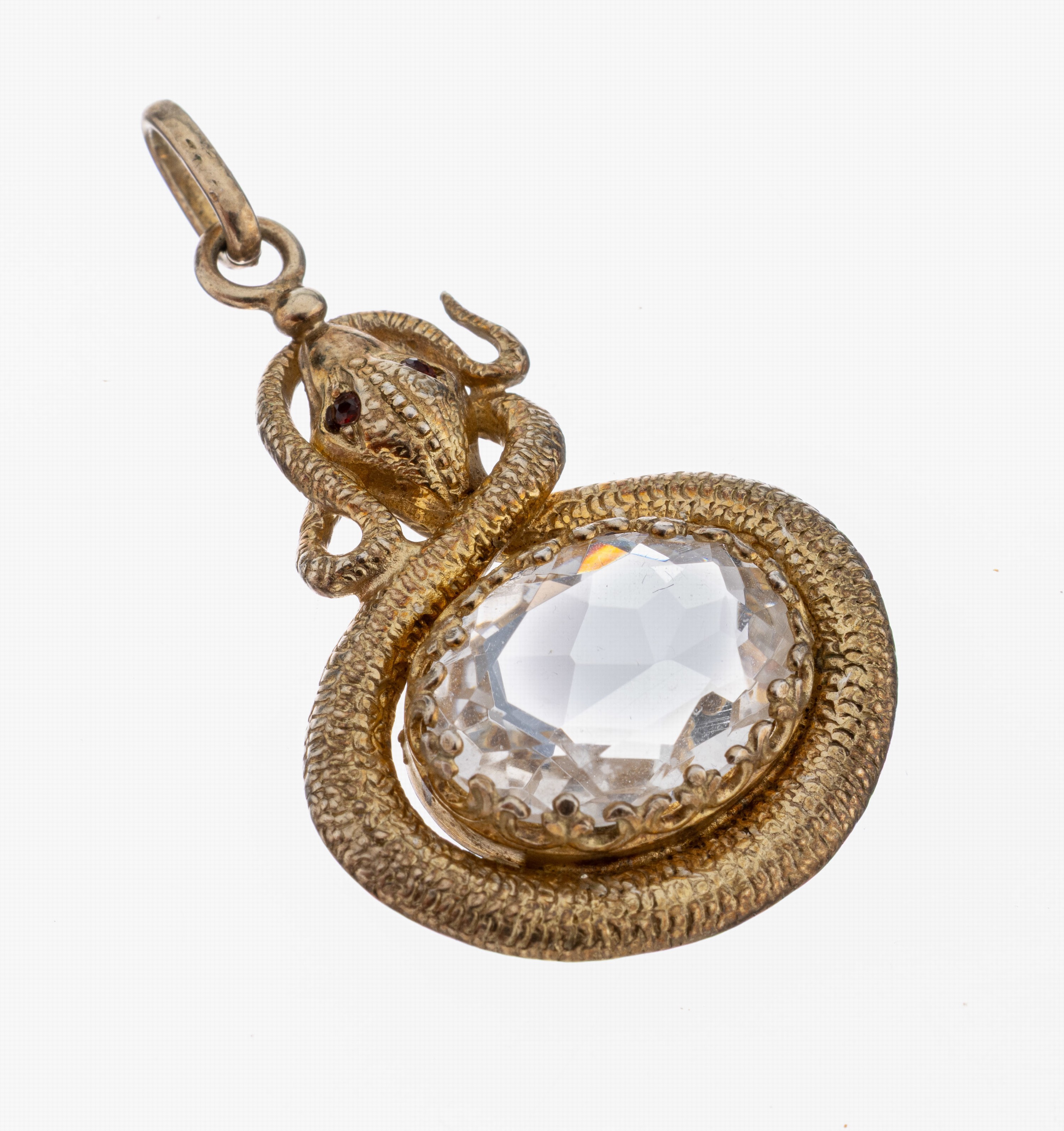 Image 27053254 - Bergkristall-Anhänger, Schlange, um 1930, 835er Silber verg., ausgefallene Gestaltung, ...