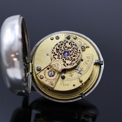 27053251c - Heavy sterling silver verge pocket watch with day/night display for hours, Hallmark ...