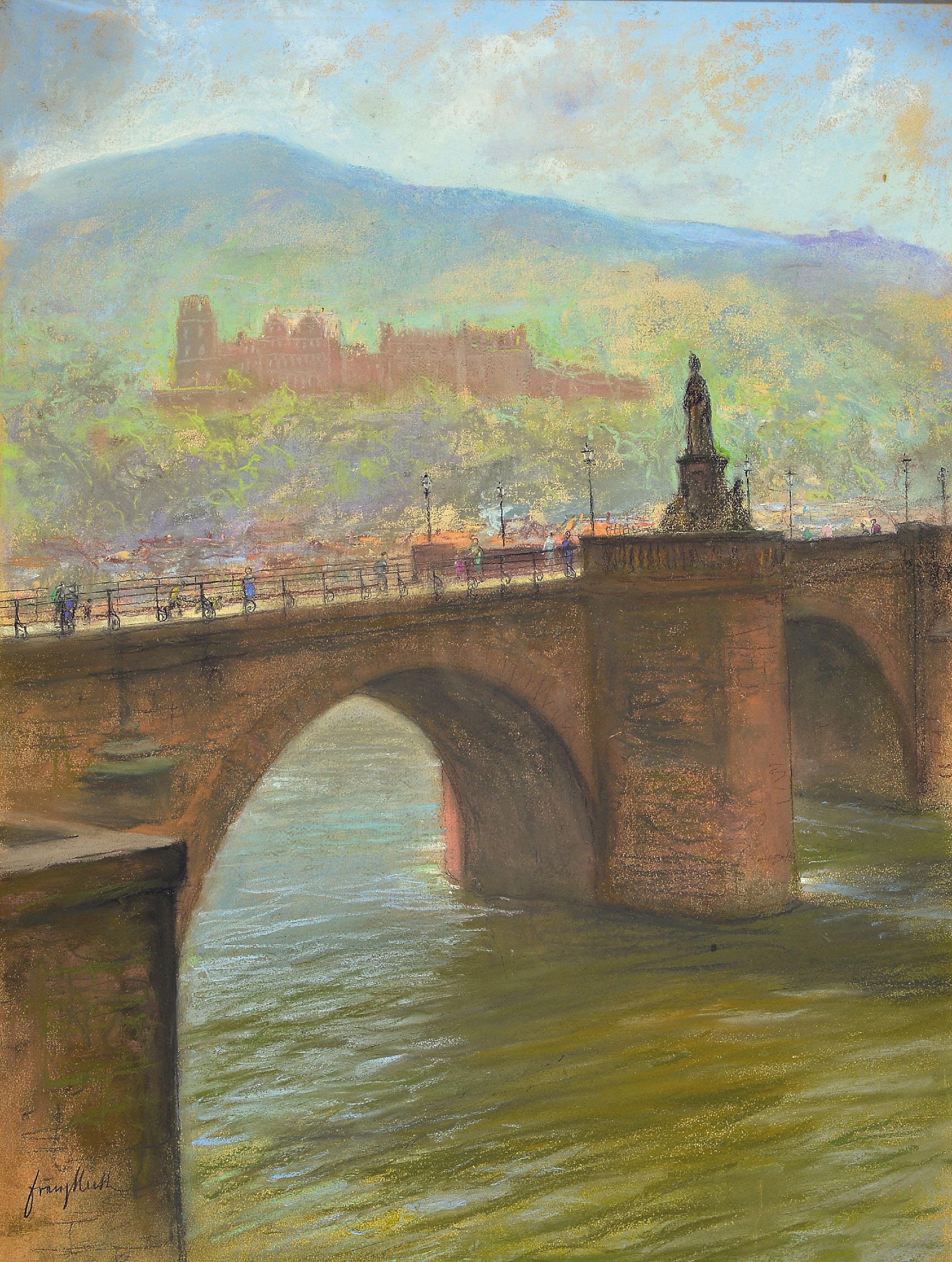 Image 27053314 - Franz Huth, 1876 Pößneck-1970 Weimar, Ansicht aus Heidelberg, Pastell auf Papier, ...