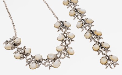 Image Ausgefallenes Perlmutt-Schmuckset, 925er Silber, best. aus: 1 Armband, L. ca. 19 cm, ...