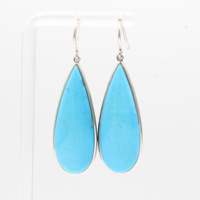 Image Paar Ohrgehänge mit Türkisen, 925/000 Silber, Türkistropfen