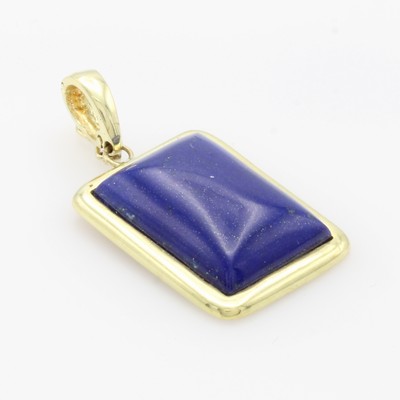 Image Clipanhänger mit Lapislazuli, GG 585/000, rechteckige Form, M. ca. 22 x 18