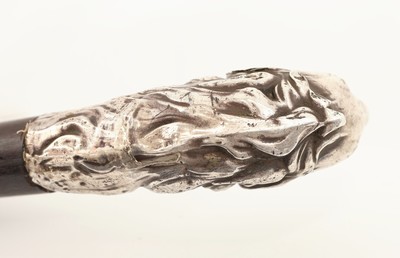27053421d - Spazierstock mit Silberknauf, um 1900, 800er Silber, deutsch, Knauf plastischer ...
