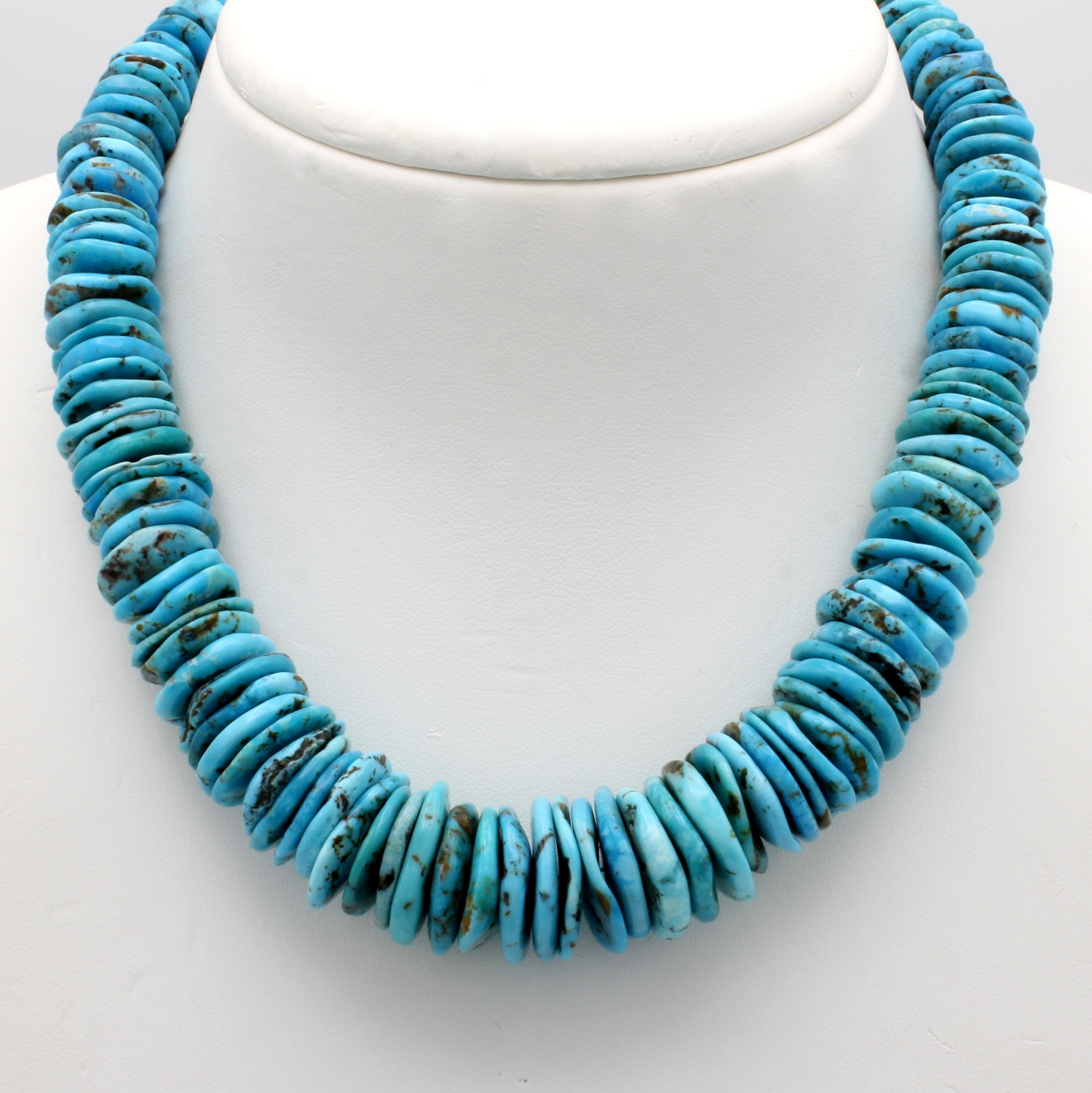 Image 27054043 - Türkiskette, Karabinerschl. verg., Türkis- scheiben im Verlauf, L. ca. 44 cm ...