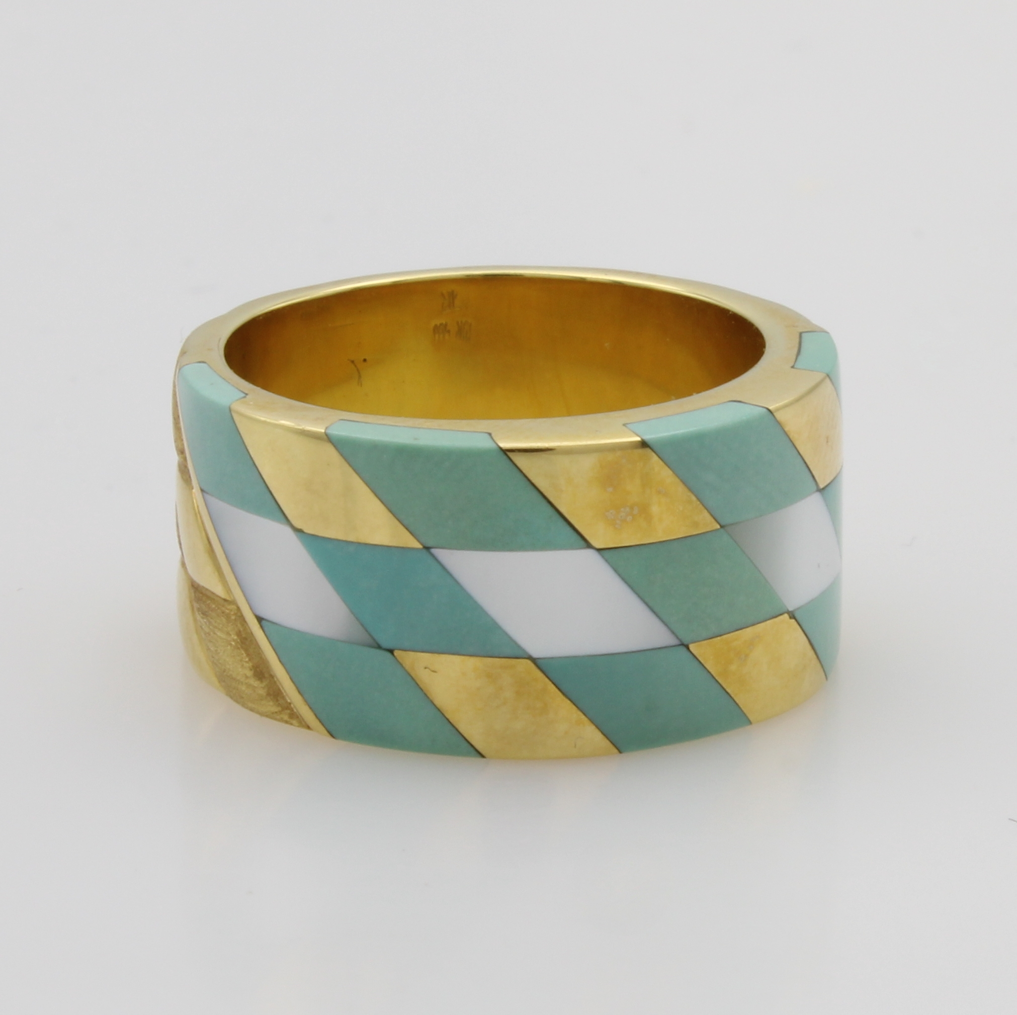 Image 27054047 - Ring mit Türkisen und Perlmutt, GG 750/000, ca. 54 Schätzpreis: 1350, - EUR