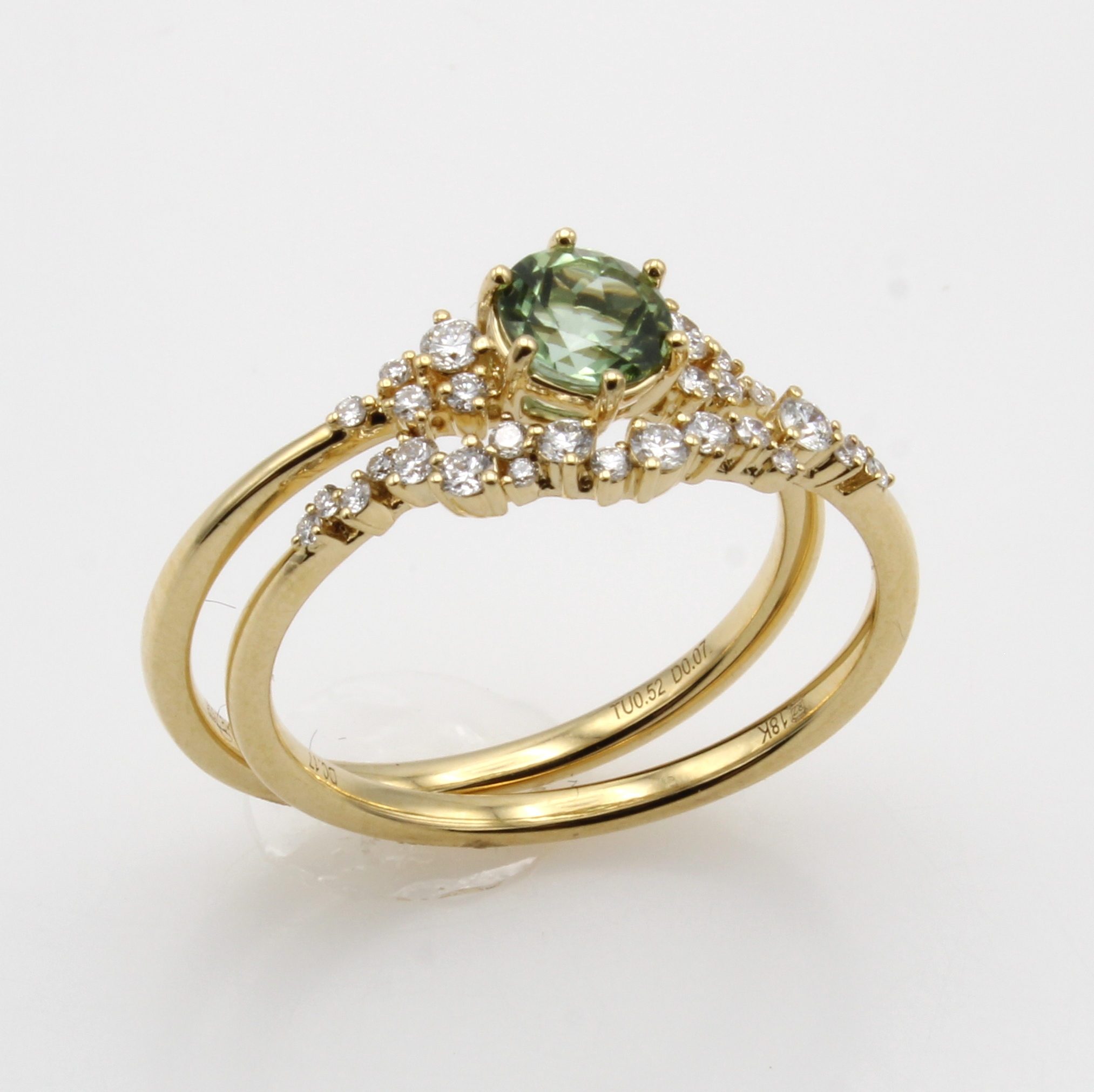 Image 27054079 - Ringset mit Turmalin und Brillanten, GG 750/000, Turmalin ca. 0.52 ct u. Brill. zus. ca. ...
