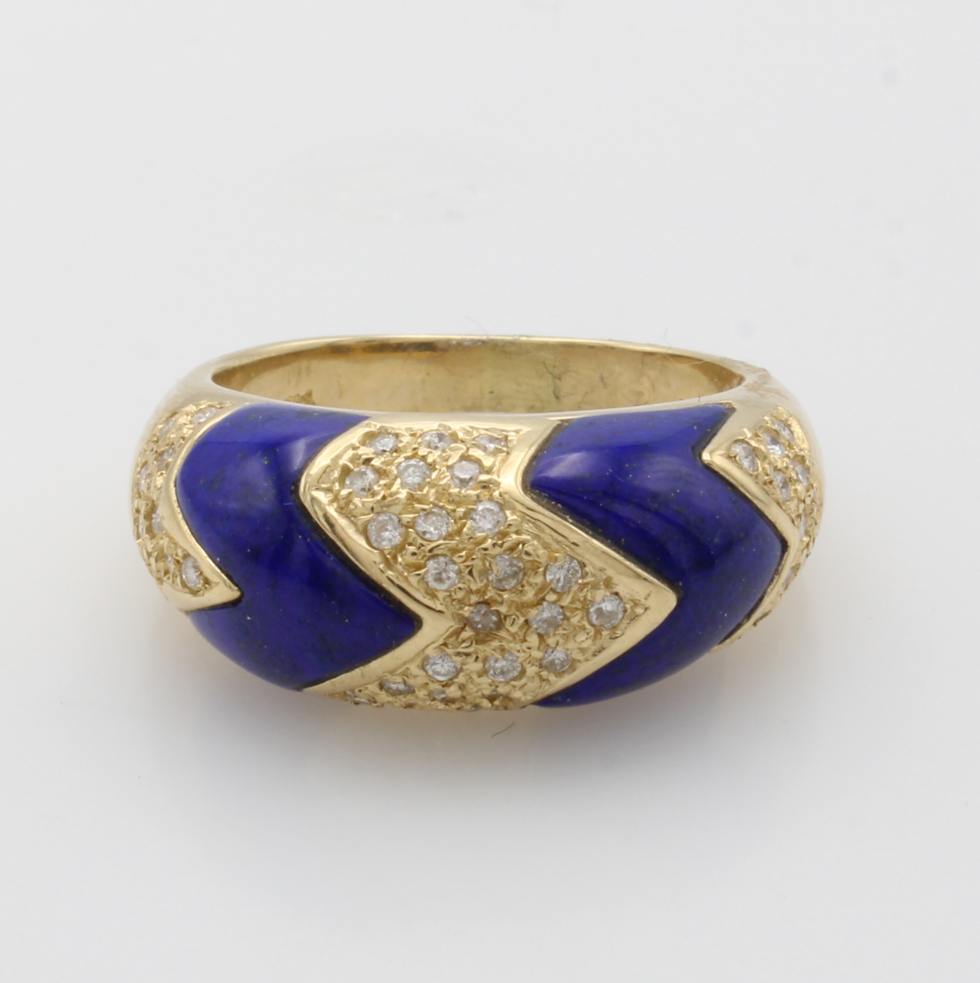 Image 27054084 - Ring mit Lapislazuli und Brillanten, GG 585/000, Brill. zus. ca. 0.43 Weiß/p, RW ca. 58 ...