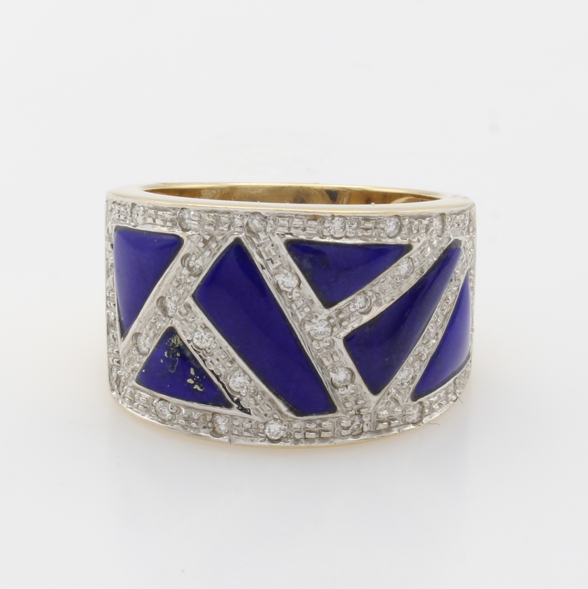 Image 27054086 - Ring mit Lapislazuli und Brillanten, GG 585/000, Brill. zus. ca. 0.20 ct Weiß/p, ...