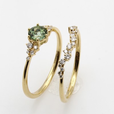27054079a - Ringset mit Turmalin und Brillanten, GG 750/000, Turmalin ca. 0.52 ct u. Brill. zus. ca. ...