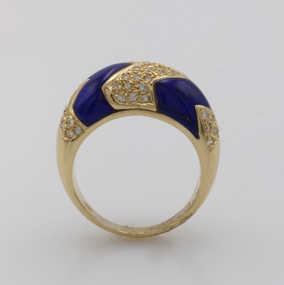 27054084a - Ring mit Lapislazuli und Brillanten, GG 585/000, Brill. zus. ca. 0.43 Weiß/p, RW ca. 58 ...