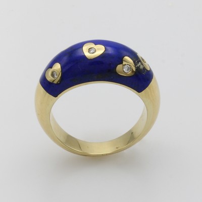 27054087a - Ring mit Lapislazuli und Brillanten, GG 585/000, Brill. zus. ca. 0.05 ct Weiß/p in ...