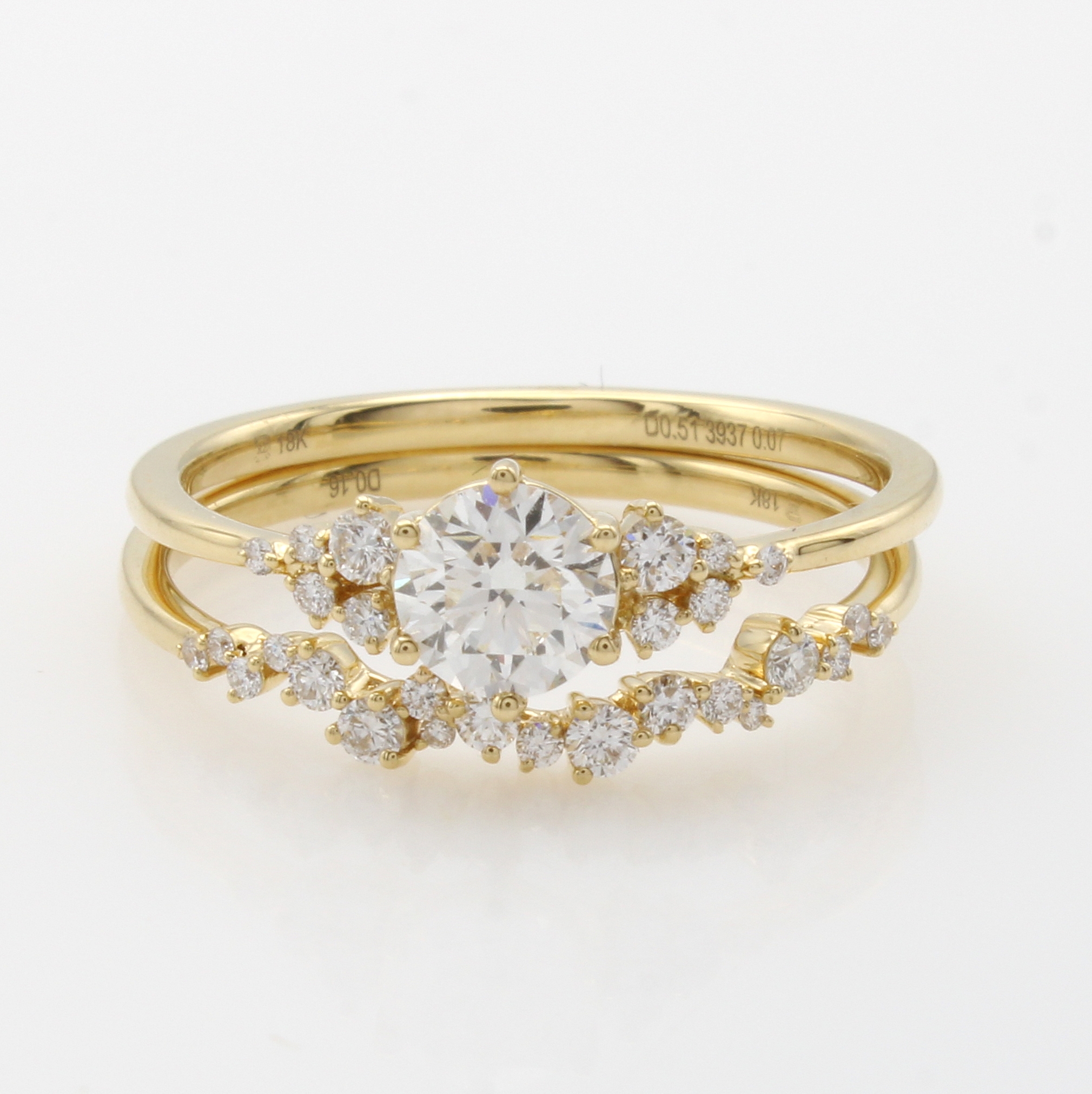 Image 27054219 - Ringset mit Brillanten, GG 750/000, Mittel- stein ca. 0.50-0.52 ct feines Weiß/si, ...