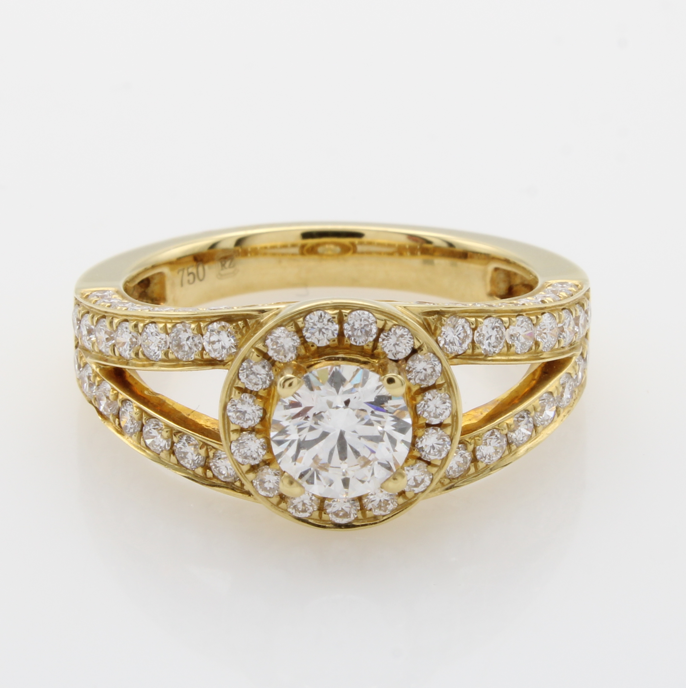 Image 27054240 - Ring mit Brillanten, GG 750/000, Mittel- stein ca. 0.70 ct hochfeines Weiß(E)/si2, ...