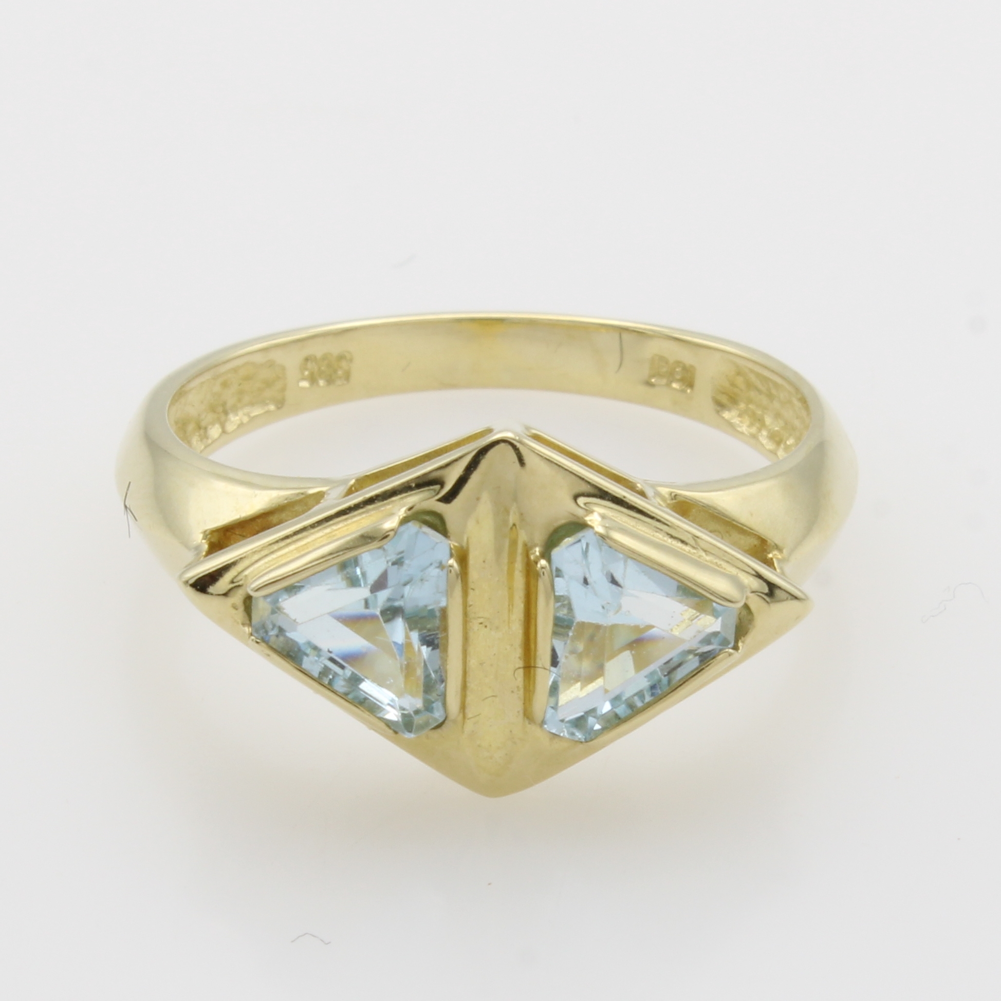 Image 27054518 - Ring mit Aquamarinen, GG 585/000, 2 dreieckige Aquam., RW ca. 53 Schätzpreis: 1250, - ...