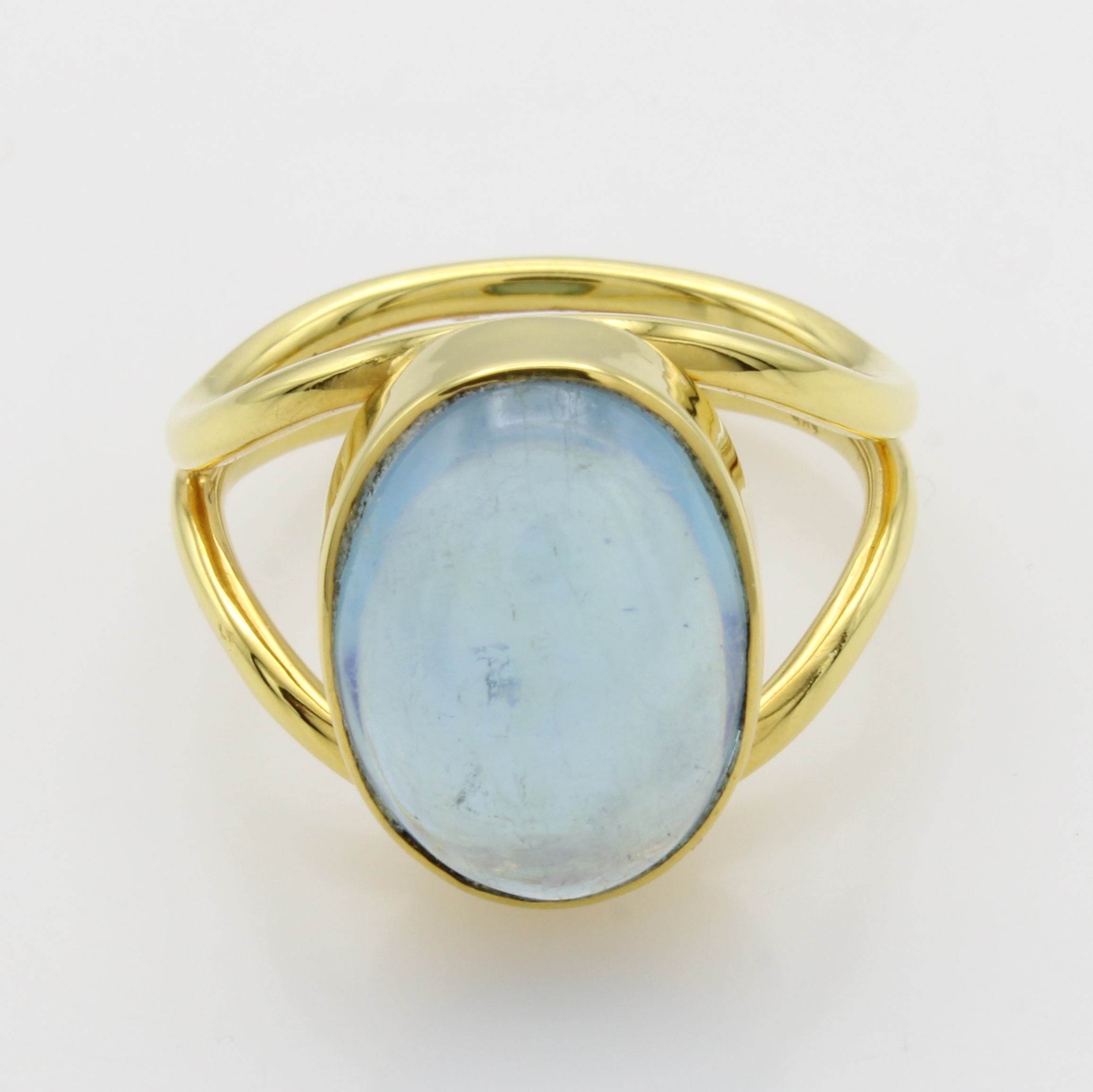 Image 27054523 - Ring mit Aquamarin, GG 585/000, ovaler Aquamarincabochon ca. 7.5 ct, 2-rhg. Schiene, RW ...