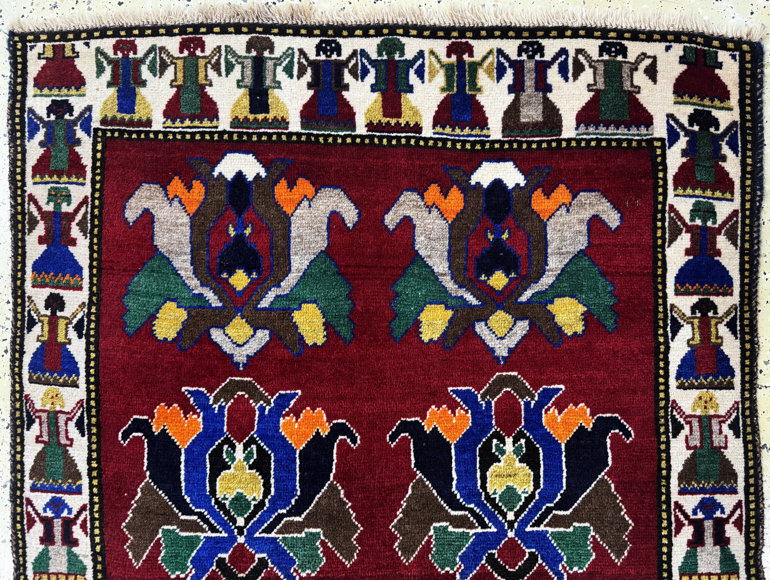 Detail a: Gabbeh alt, Persien, Mitte 20.Jhd, Wolle auf Wolle, ca. 155 x 100 cm, EHZ: 2