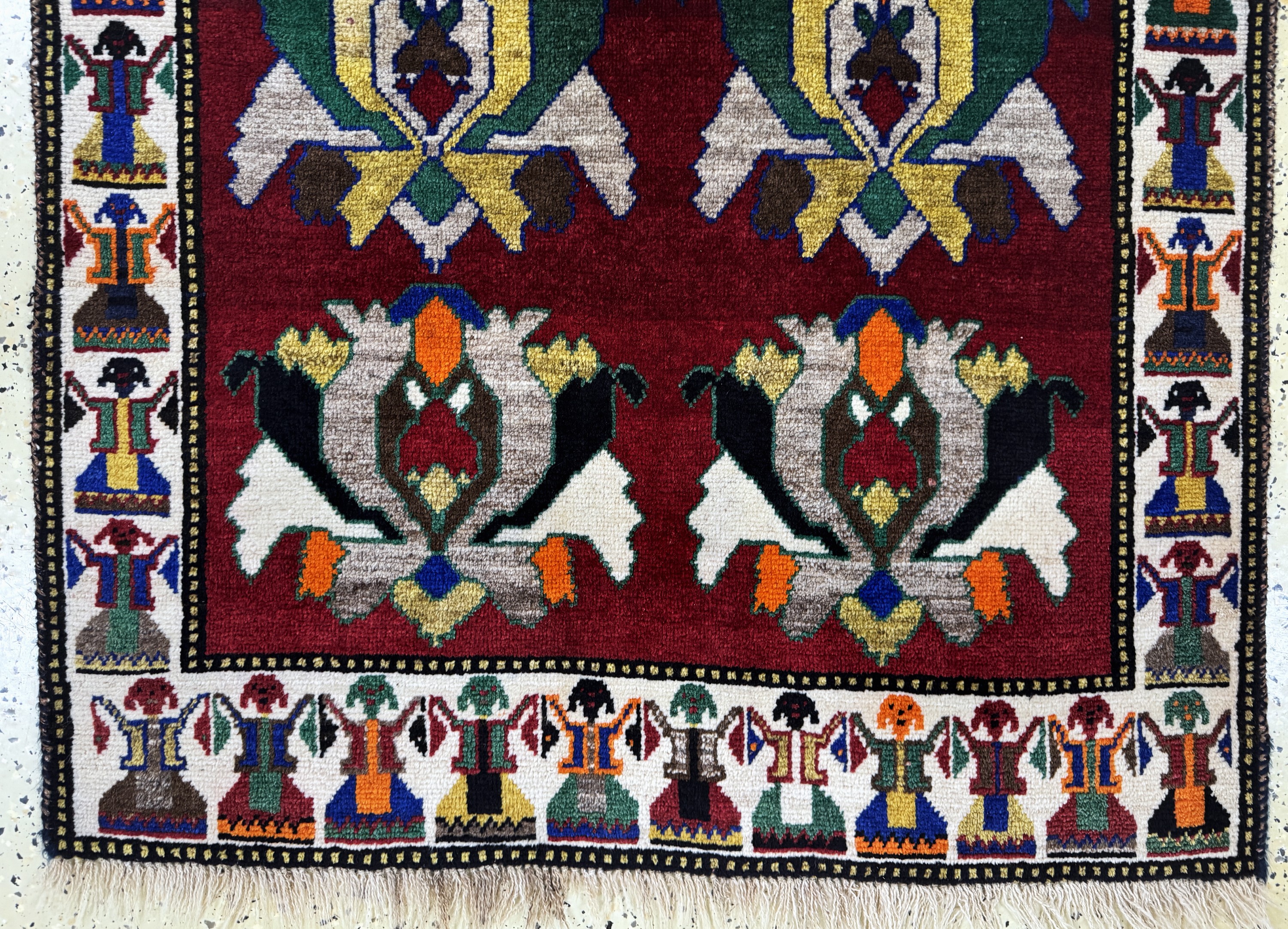 Detail b: Gabbeh alt, Persien, Mitte 20.Jhd, Wolle auf Wolle, ca. 155 x 100 cm, EHZ: 2