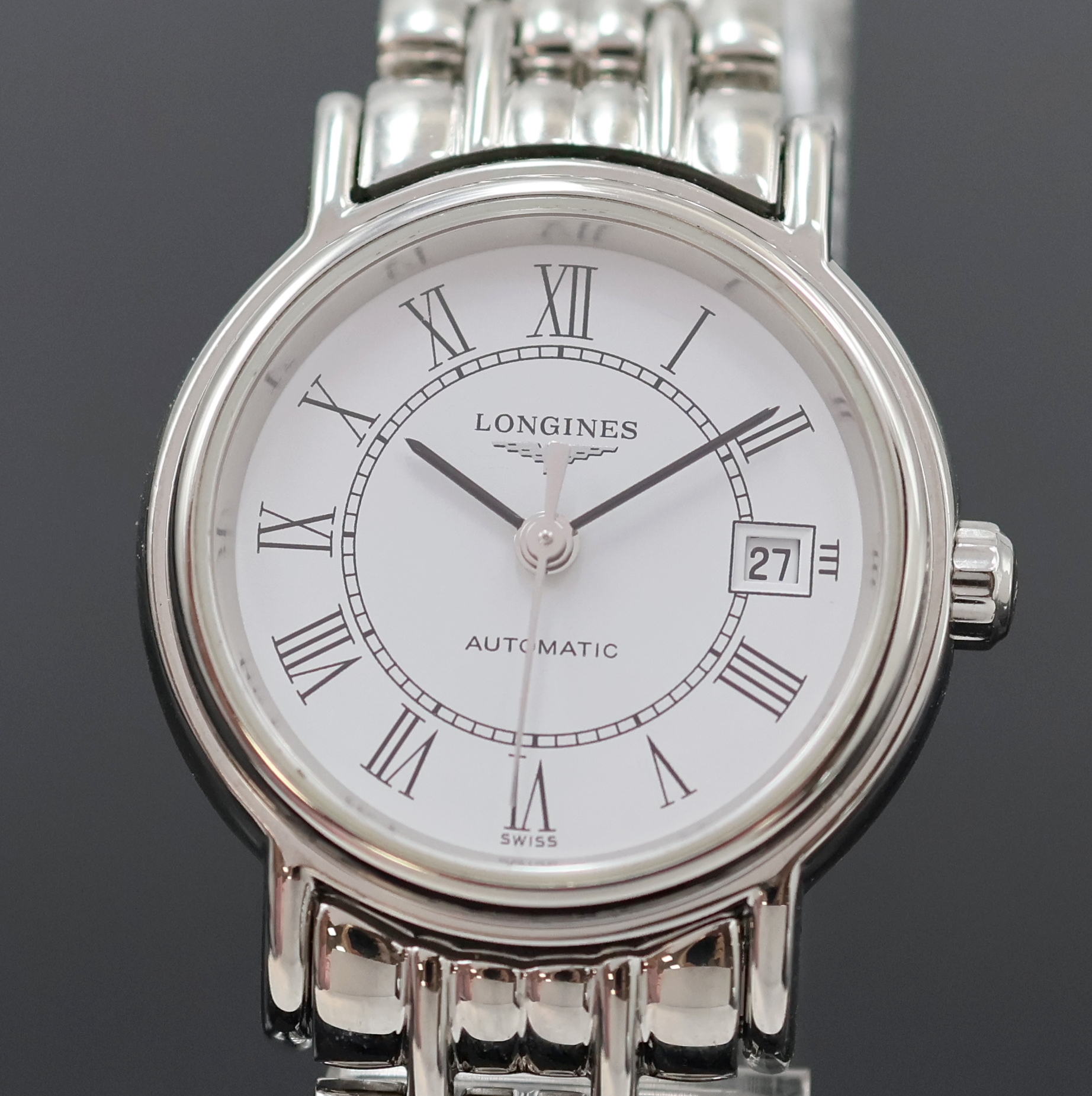 Detail b: LONGINES Presence Damenarmbanduhr in Stahl Referenz L4.321.4, Schweiz um 2010, Automatik, beids. vergl. Geh. inkl. orig. Gliederband m. dopp. ...