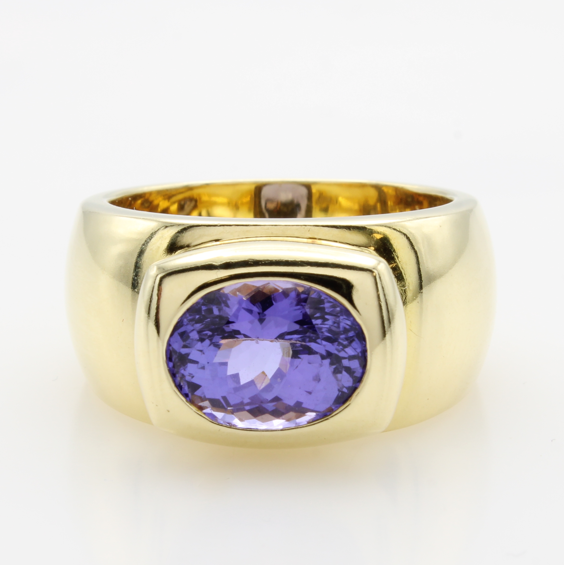 Image 27054551 - Ring mit Tansanit, GG 585/000, ovaler Tansanit in rechteckiger Fassung ca. 4.45 ct, RW ...