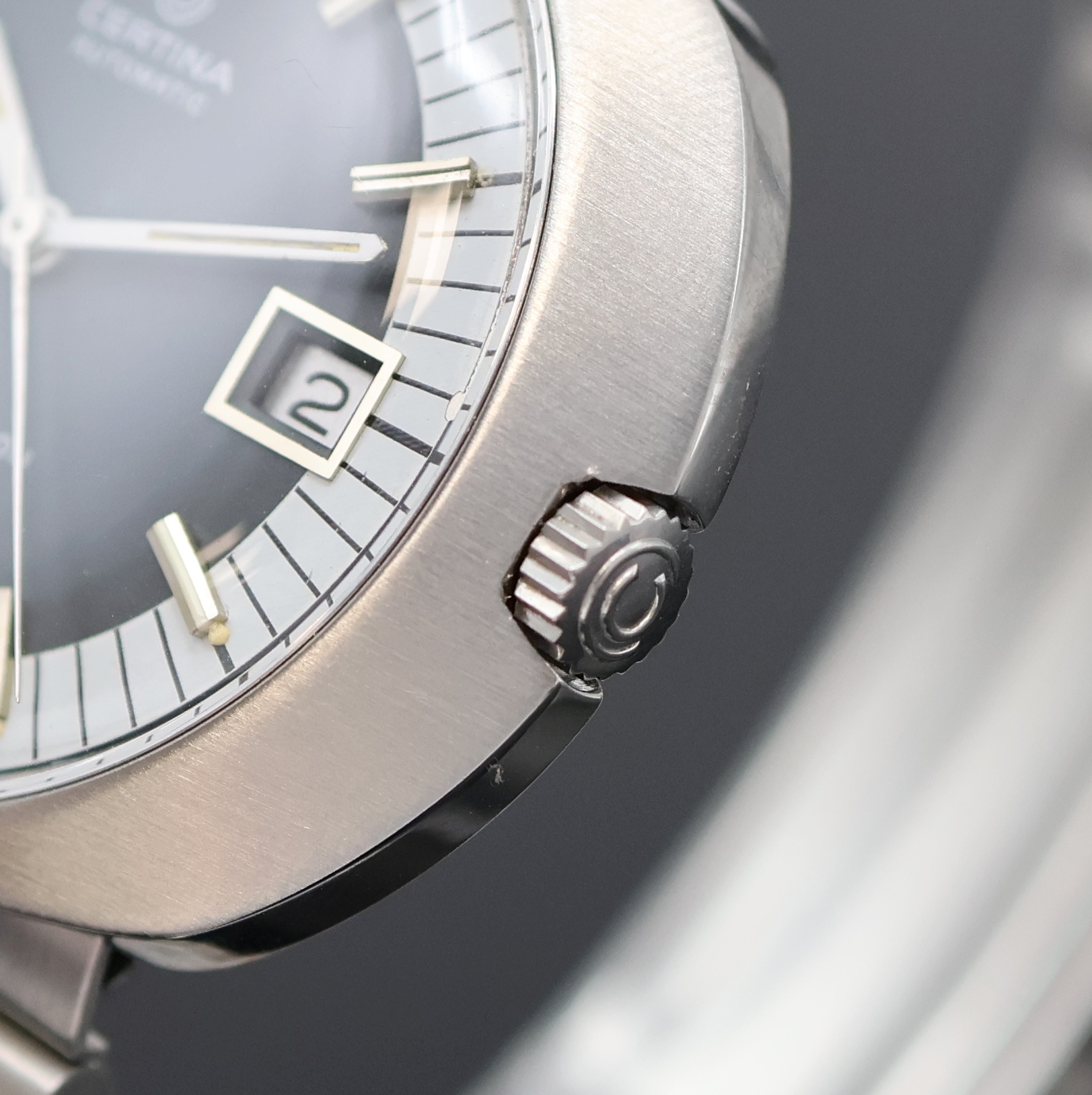 Detail c: CERTINA Revelation Herrenarmbanduhr Referenz 5801 185, Schweiz um 1970, Automatik, Einschalengeh. in Edelstahl, orig. Krone, orig. Certina Stahlband ...