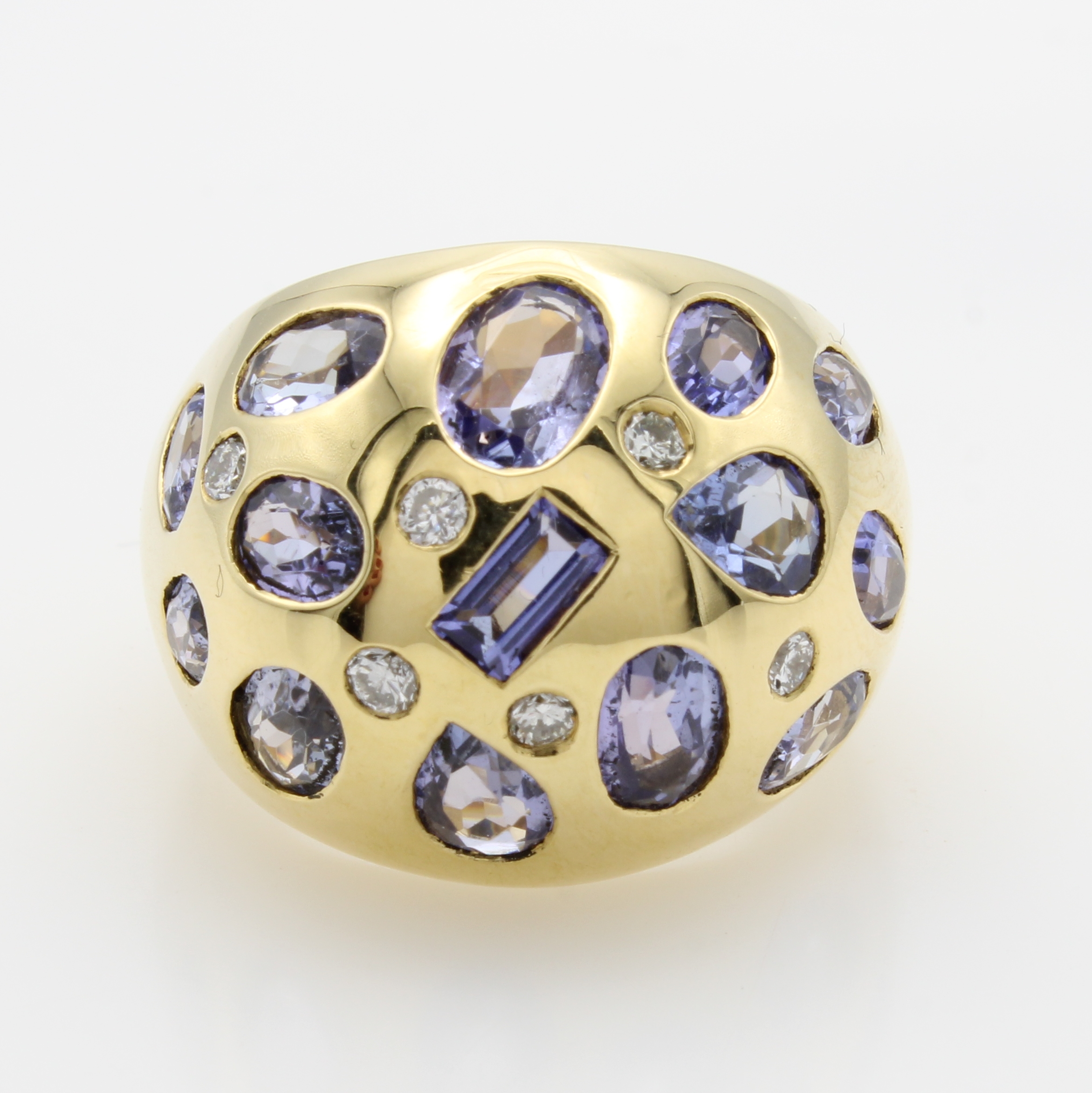 Image 27054564 - Ring mit Tansaniten und Brillanten, GG 750/ 000, Tansanite in versch. Schliffarten zus. ...