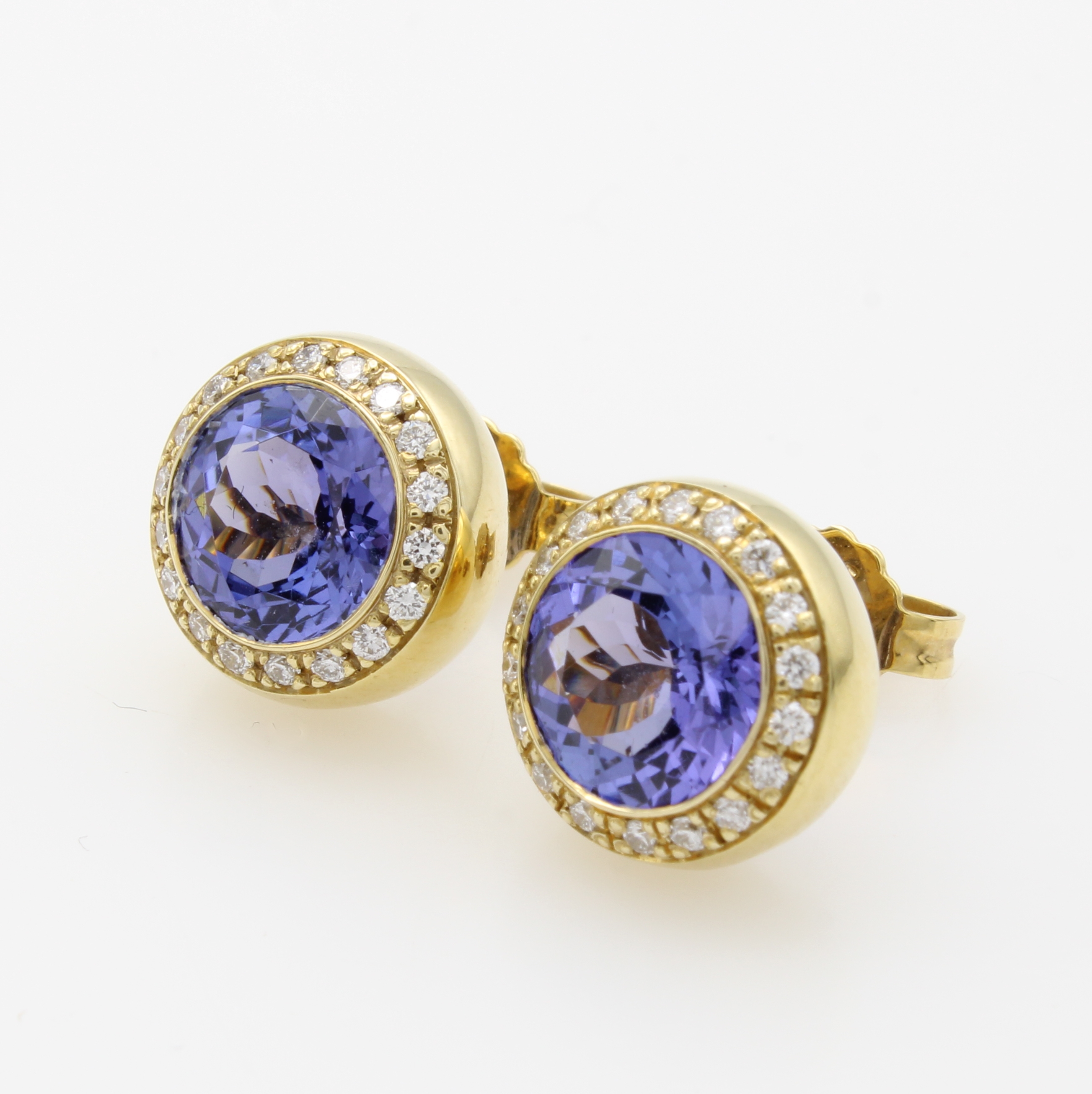 Image 27054579 - Paar Ohrstecker mit Tansaniten und Brillanten, GG 585/000, 2 Tansanite zus. ca. 4.38 ct ...