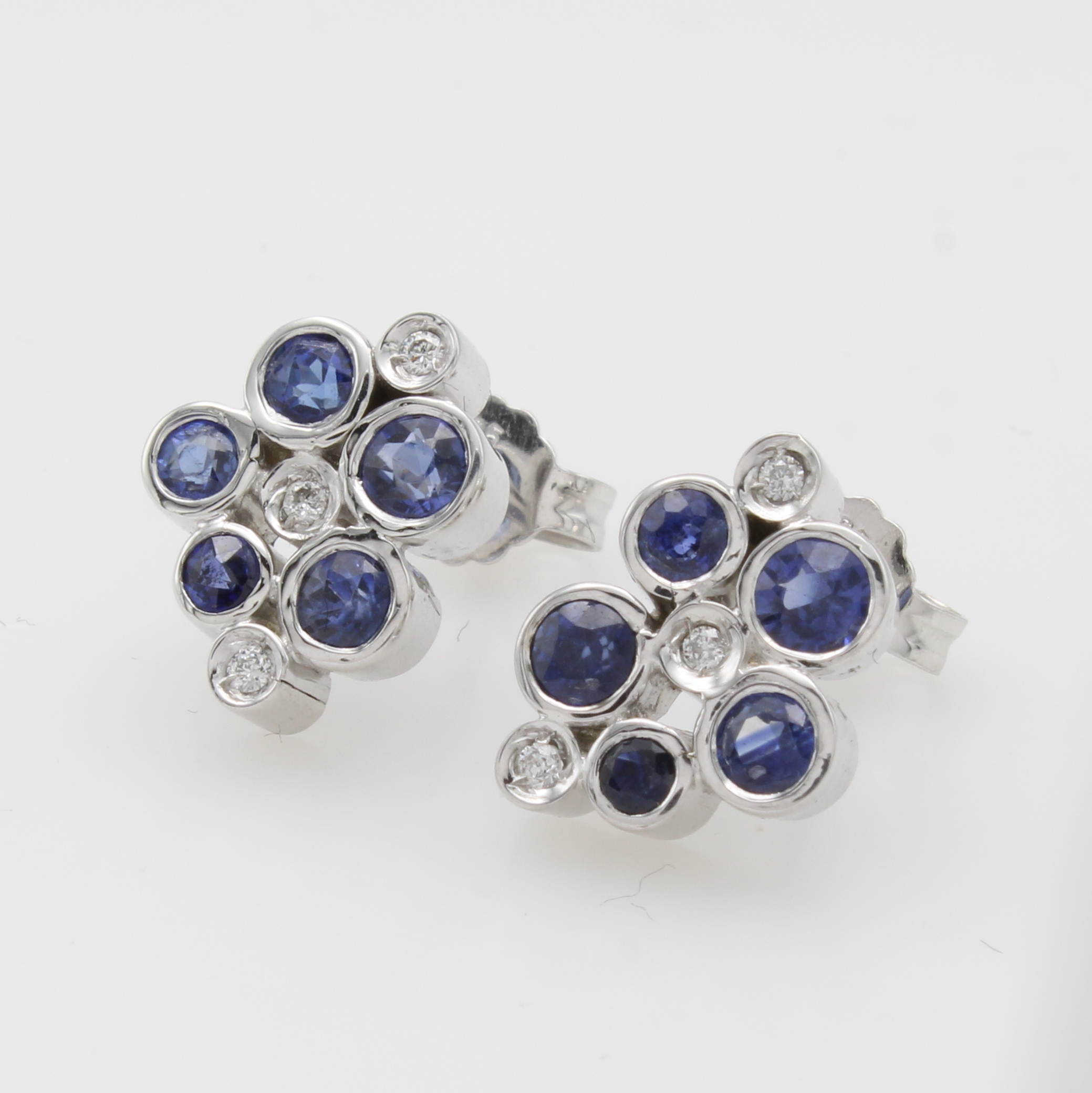 Image 27054583 - Paar Ohrstecker mit Saphiren und Brillanten, WG 585/000, 10 Saphire zus. ca. 1.6 ct, 6 ...