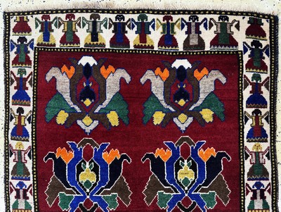 27054525a - Gabbeh alt, Persien, Mitte 20.Jhd, Wolle auf Wolle, ca. 155 x 100 cm, EHZ: 2 ...