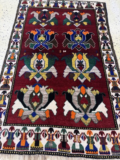 27054525e - Gabbeh alt, Persien, Mitte 20.Jhd, Wolle auf Wolle, ca. 155 x 100 cm, EHZ: 2 ...