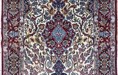 27054528b - Esfahan fein, Persien, Ende 20.Jhd, Korkwolle mit und auf Seide, ca. 167 x 108 cm,ca. ...