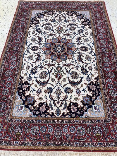27054531d - Esfahan fein, Persien, Ende 20.Jhd, Korkwolle auf Seide, ca. 163 x 111 cm, ca. 1,0Mio. ...
