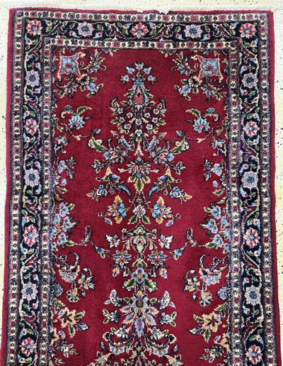 27054536a - Kerman fein, Persien, Mitte 20.Jhd, Wolle auf Baumwolle, ca. 405 x 89 cm, EHZ: 2 ...